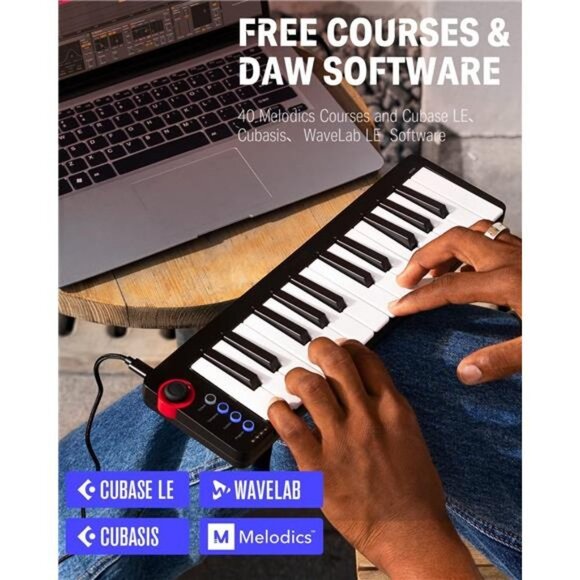 USB MIDI Keyboard Controller 25-Key, Donner N-25 w/ Velocity-Sensitive Mini Key - Picture 4 of 6